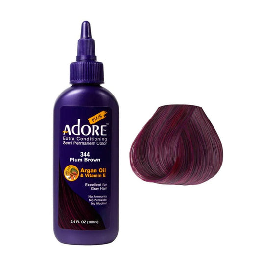 Adore Plus Semi Permanent Hair Color 344 Plum Brown 100ml - Price Attack