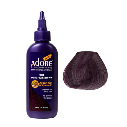 Adore Plus Semi Permanent Hair Color 348 Dark Plum Brown 100ml - Price Attack