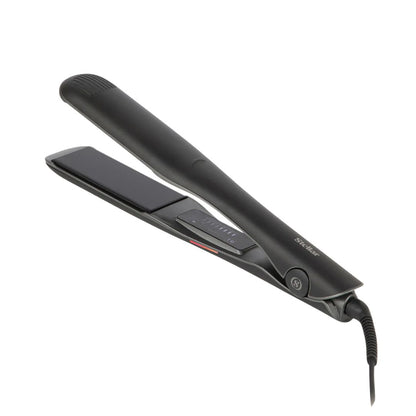 Black hair straightener on a white background
