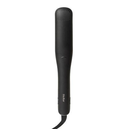 Black hair straightener on a white background